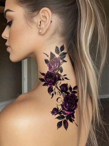 Black Butterfly Floral Tattoo Set III