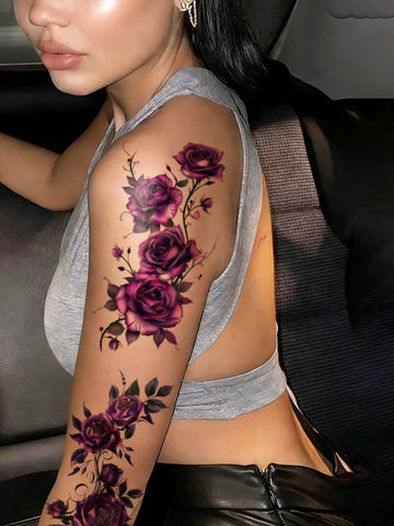 Black Butterfly Floral Tattoo Set III