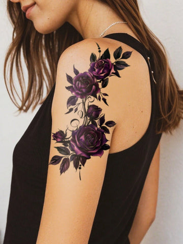 Black Butterfly Floral Tattoo Set III