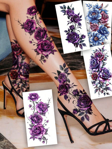 Black Butterfly Floral Tattoo Set III