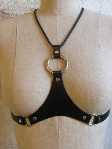 Minimalist Halter Chest Harness - Black