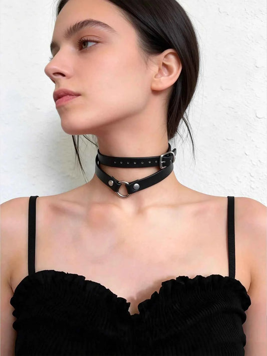 Cat Ear Leather Choker Necklace