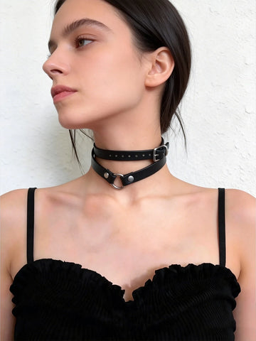 Cat Ear Leather Choker Necklace