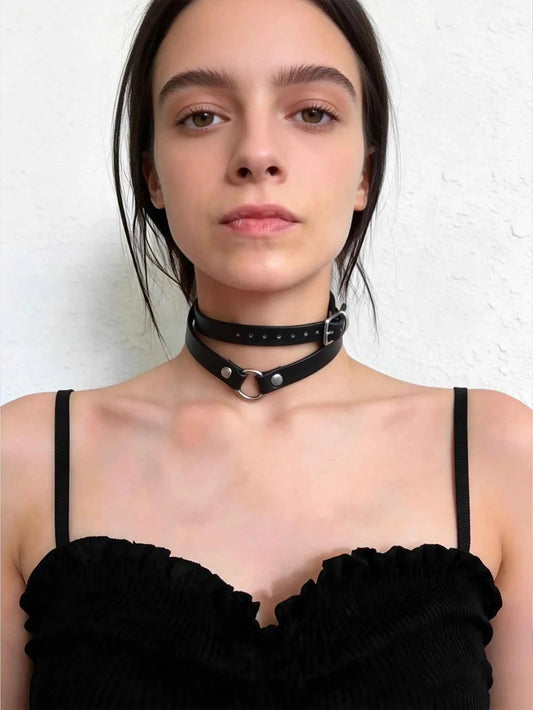 Cat Ear Leather Choker Necklace