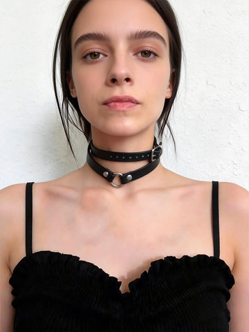Cat Ear Leather Choker Necklace