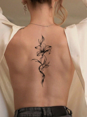 Lily Vine Spine Tattoo Sticker