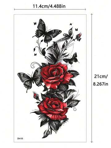 Colorful Flower Butterfly Tattoo Set