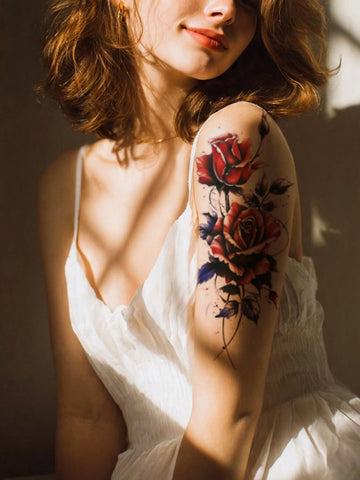 Colorful Flower Butterfly Tattoo Set