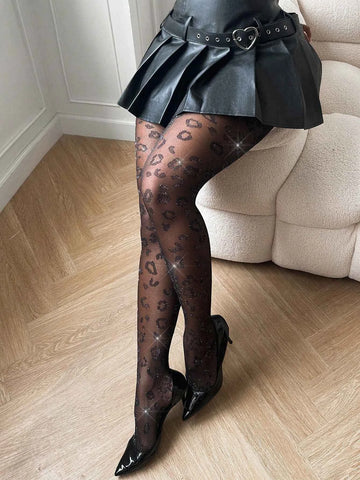 Leopard Print Pantyhose Winter