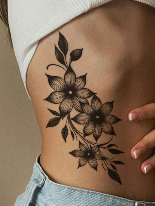 Dark Floral Vine Tattoo Sticker