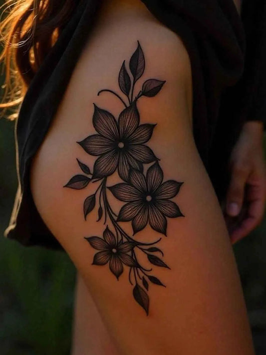 Dark Floral Vine Tattoo Sticker
