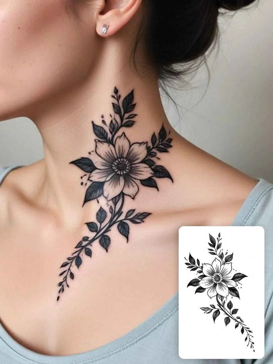 Floral Vine Neckline Tattoo Sticker