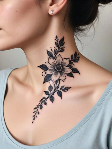 Floral Vine Neckline Tattoo Sticker