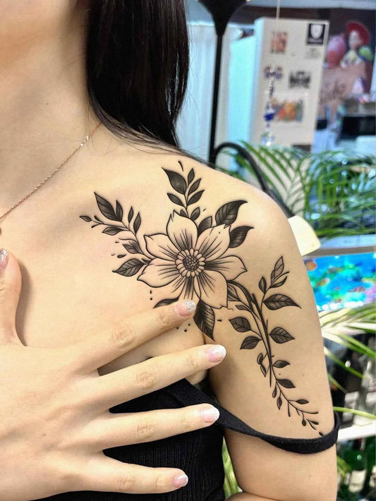 Floral Vine Neckline Tattoo Sticker