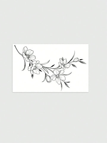Lily Flower Line Art Tattoo Sticker