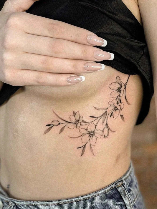 Lily Flower Line Art Tattoo Sticker