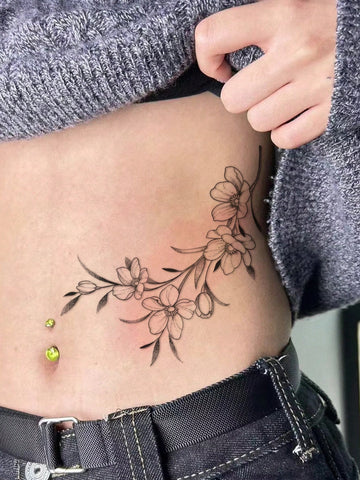 Lily Flower Line Art Tattoo Sticker