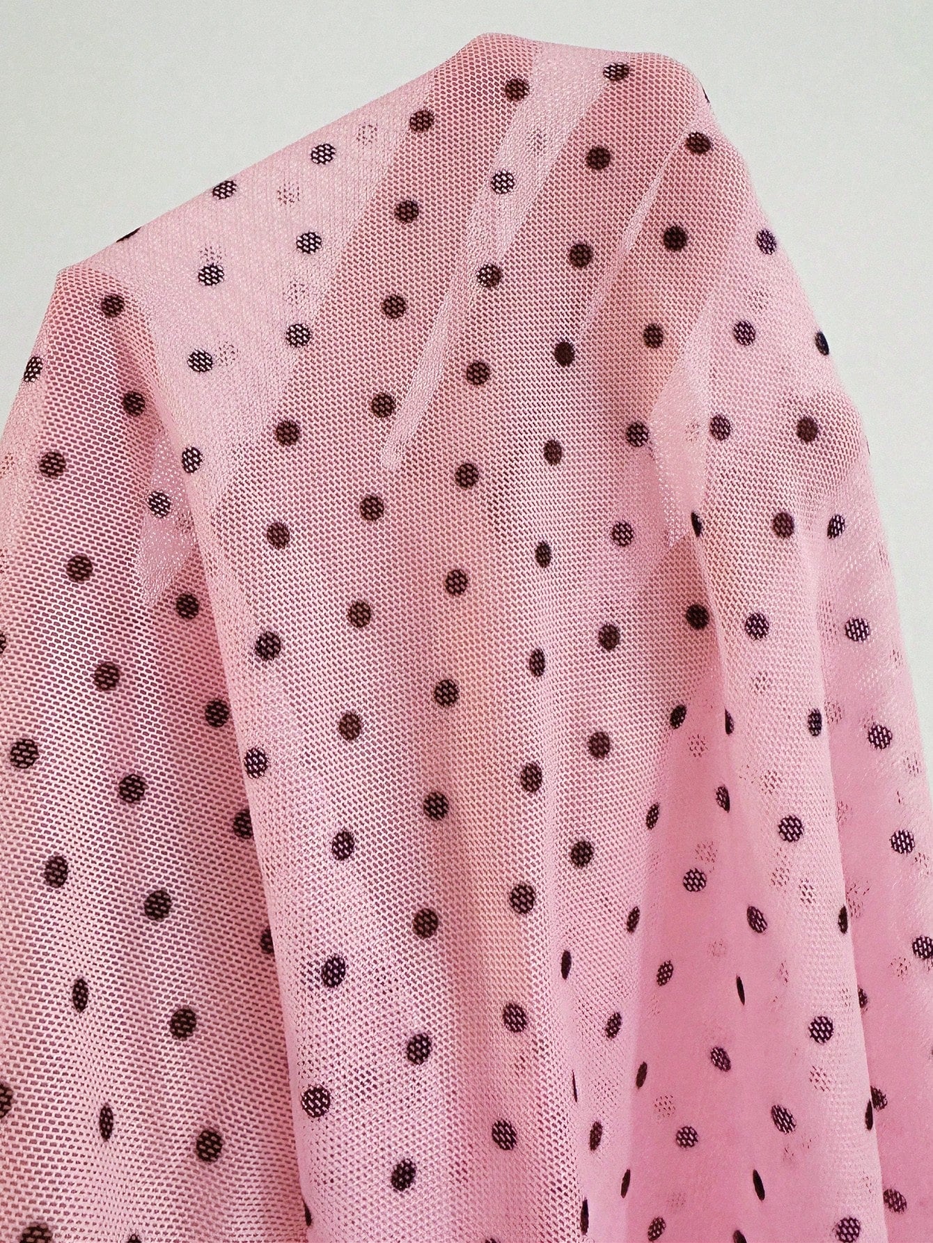Pink Mesh Splice Deep V Polka Dot Nightie - TFI Lingerie Pakistan - Image 6