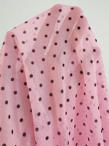 Pink Mesh Splice Deep V Polka Dot Nightie - TFI Lingerie Pakistan - Image 6