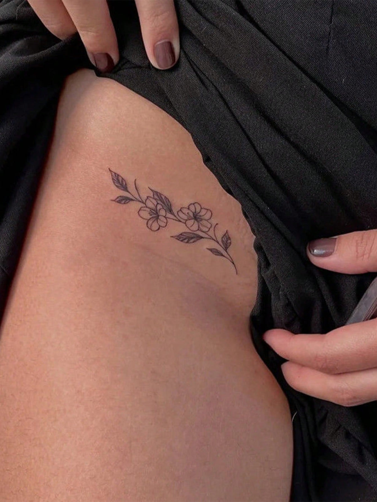 Floral Line Drawing Tattoo Sticker