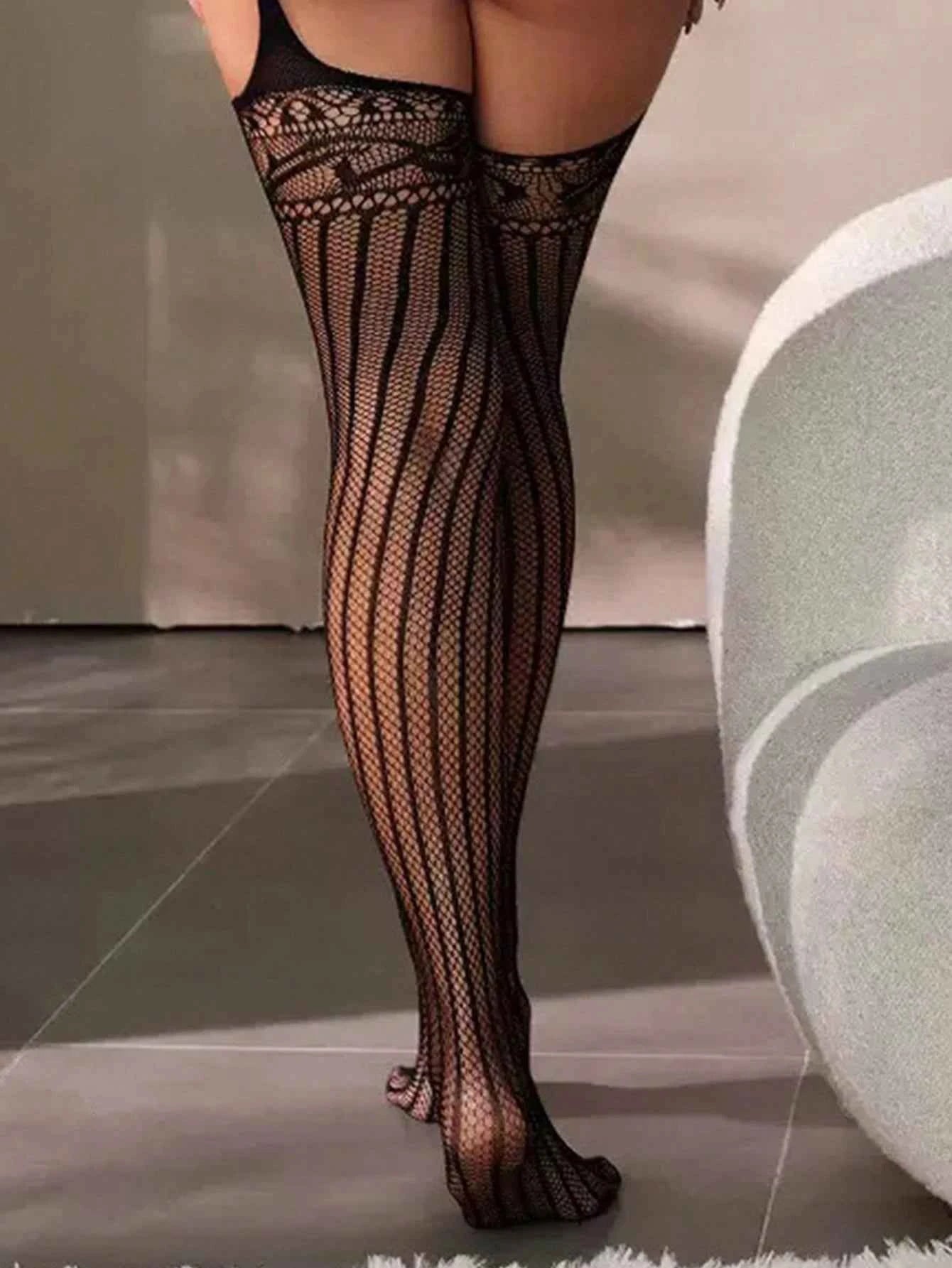 Halter Neck Fishnet Bodystocking Open Crotch