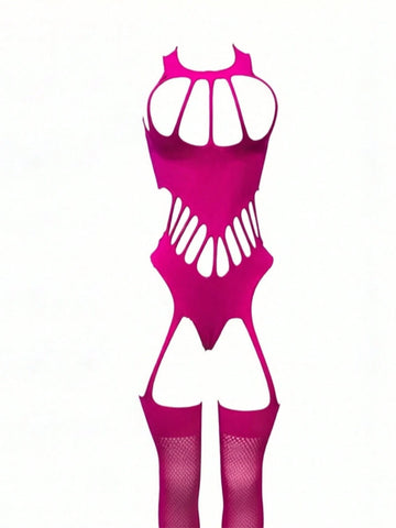 Rhinestone Fishnet Lace Teddy Bodysuit