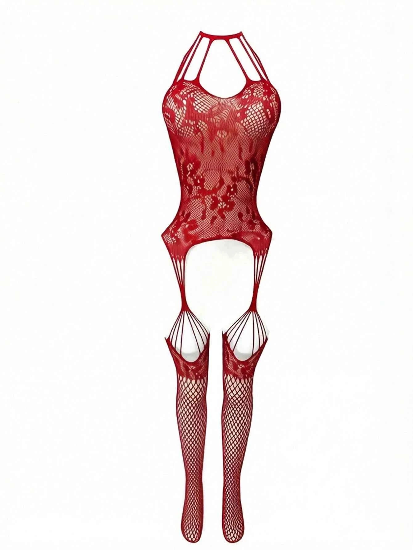 Sexy Lace Mesh Crotchless Bodystocking