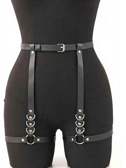 Rivet Leather Thigh Garter Belt