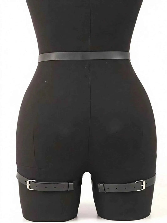 Rivet Leather Thigh Garter Belt