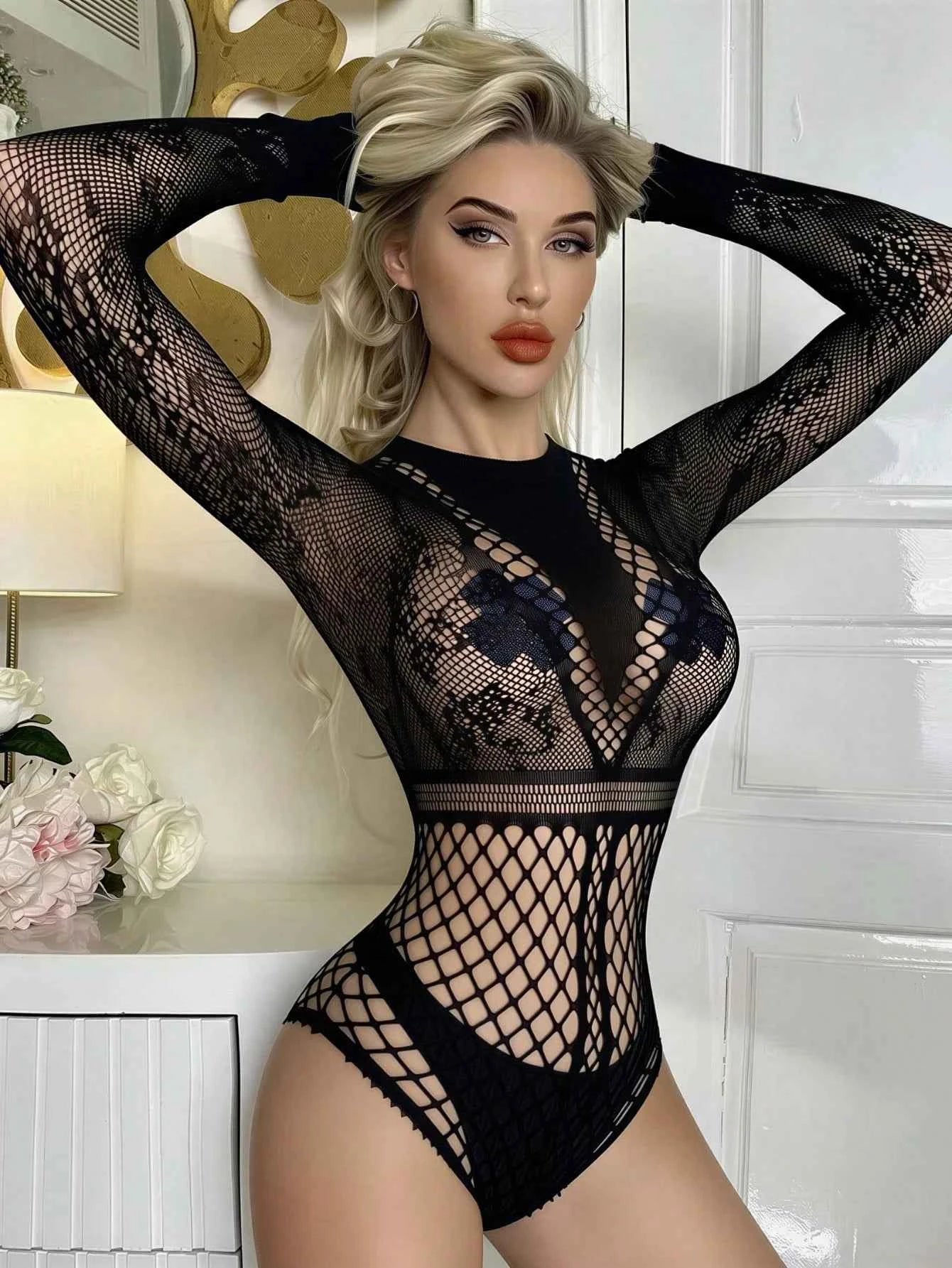 Lingerie Set / Role Play Costume,Cover-Up, Fishnet Bodysuit Elastic Fishnet Lingerie Bodysuit For Women And Girls Bikini