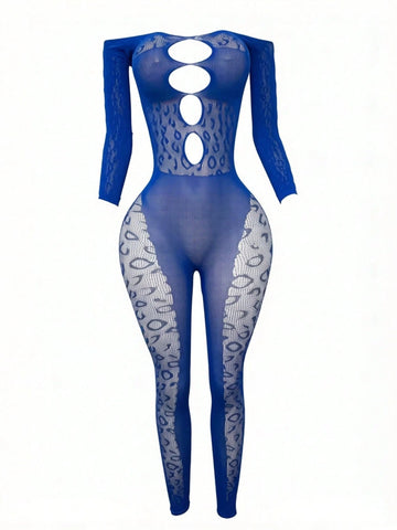 Spaghetti Strap Mesh Bodysuit Off-Shoulder