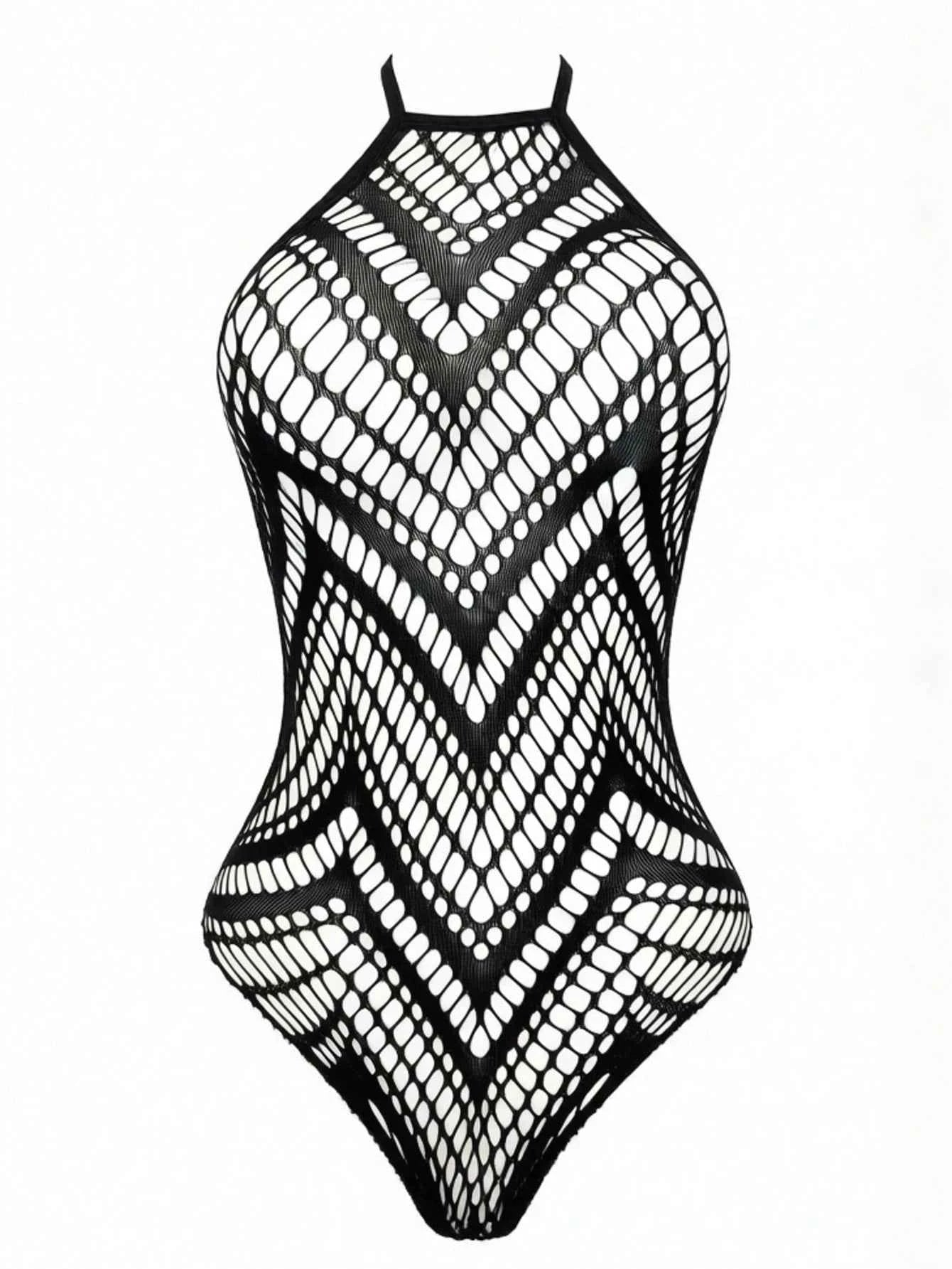 Mesh Jumpsuit Suspender Pantyhose