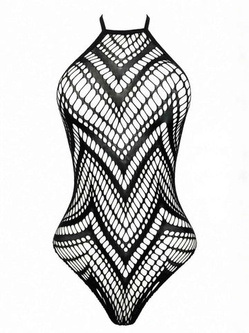 Mesh Jumpsuit Suspender Pantyhose