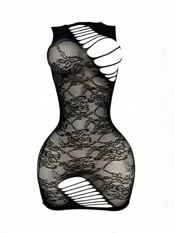 Tear-Away Leopard Print Mesh Jumpsuit
