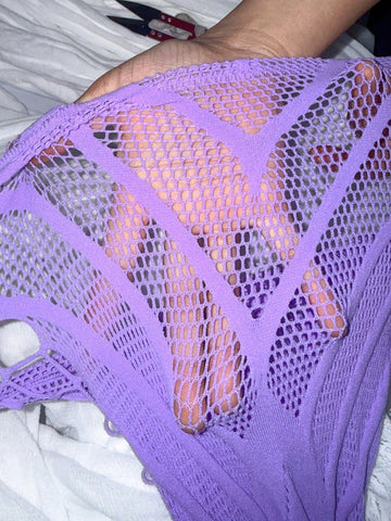 Hollow Out Sheer Halter Nightgown - Purple