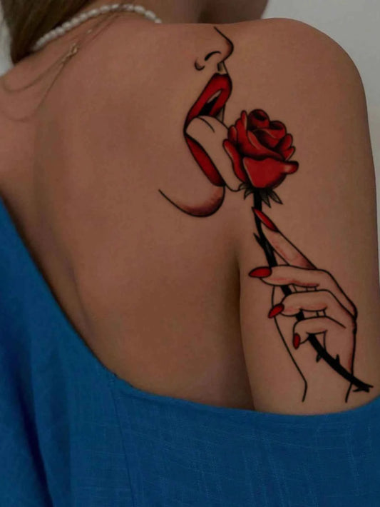 Colorful Rose Tattoo Set