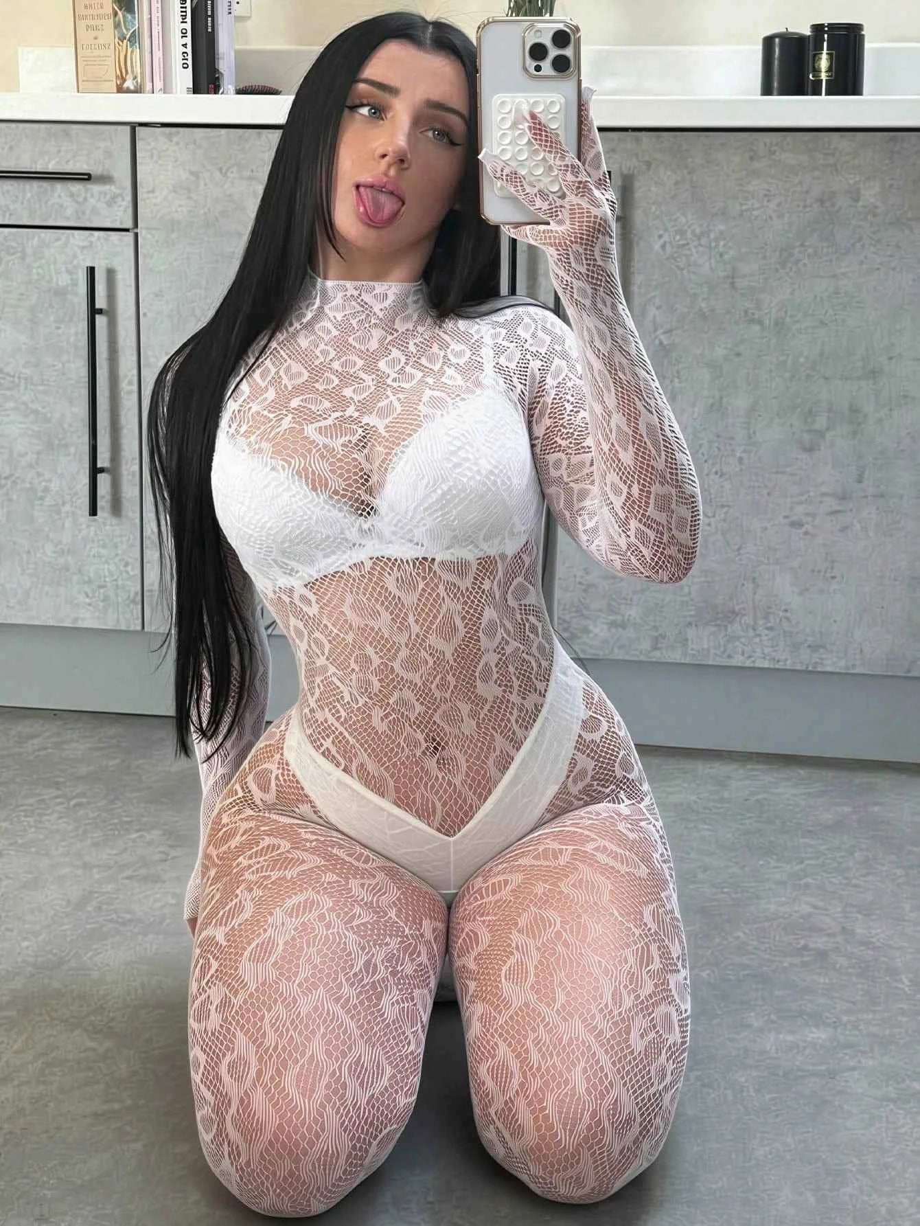 Sexy Women's Mesh Jumpsuit Hollow Out Jumpsuit Mesh Jumpsuit One-Piece Nightgown Party Outfit Cover-Up