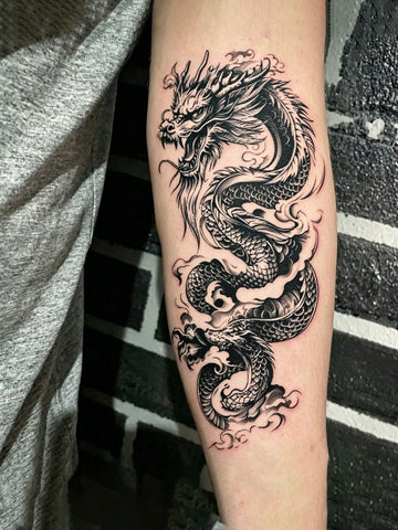 Black Dragon Lotus Tattoo Set