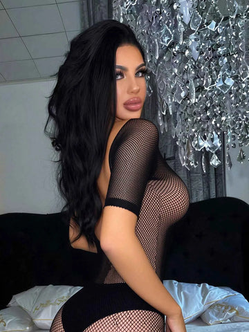 Cover-Up Hand-Torn Sexy Lingerie Camisole Jumpsuit, Jacquard Hollow-Out Design Fun Online Shopping Apparel Fishnet Dance Dress