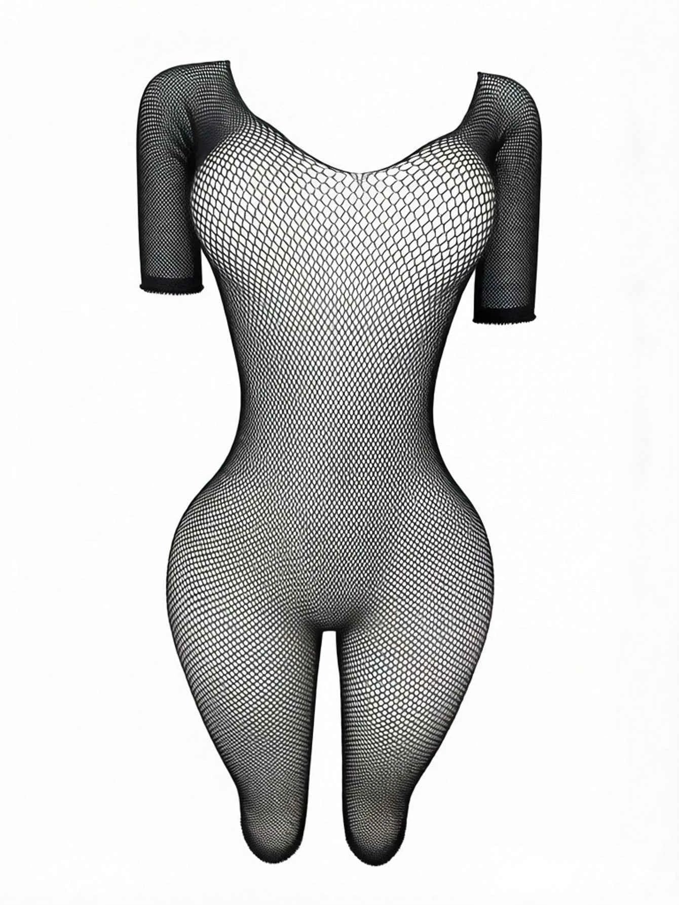 Cover-Up Hand-Torn Sexy Lingerie Camisole Jumpsuit, Jacquard Hollow-Out Design Fun Online Shopping Apparel Fishnet Dance Dress