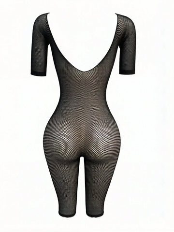 Hand-Torn Camisole Jumpsuit Fishnet Dance Dress