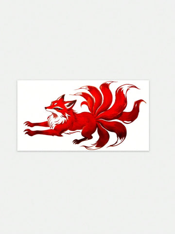 Nine-Tailed Fox Watercolor Tattoo Sticker