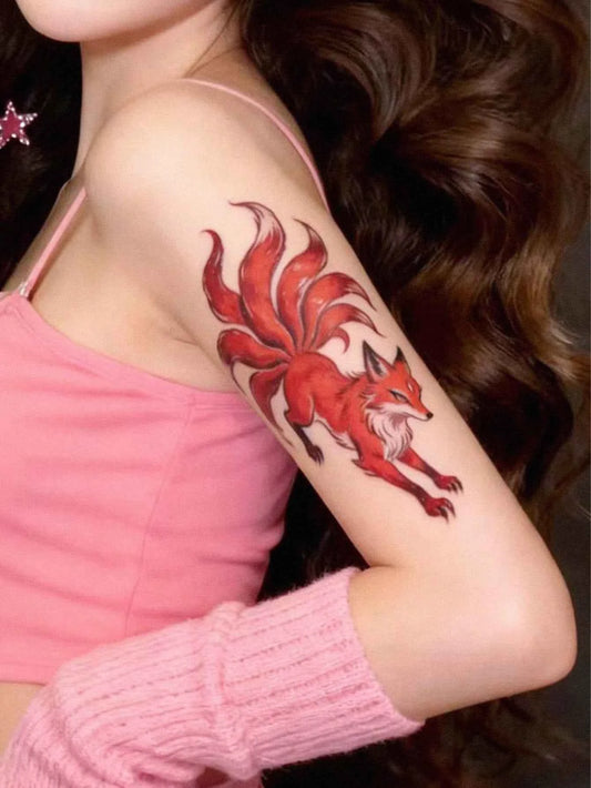 Nine-Tailed Fox Watercolor Tattoo Sticker
