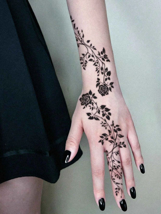 Bold Black Rose Gothic Tattoo Sticker