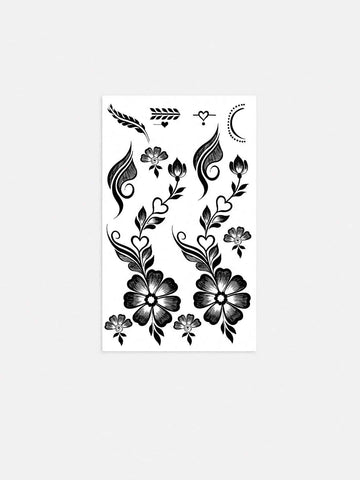 Heart Floral Henna Hand Tattoo Sticker