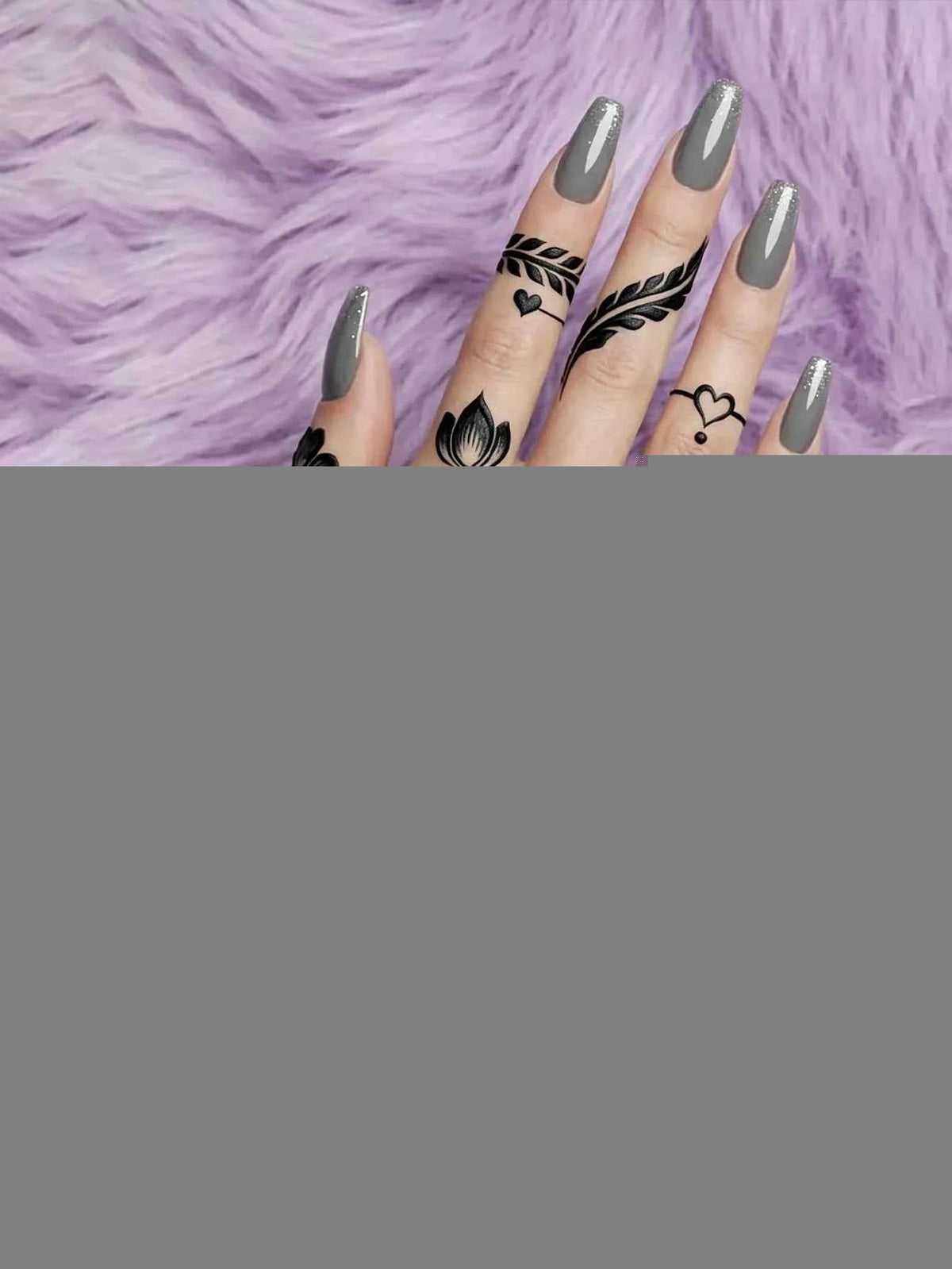Heart Floral Henna Hand Tattoo Sticker