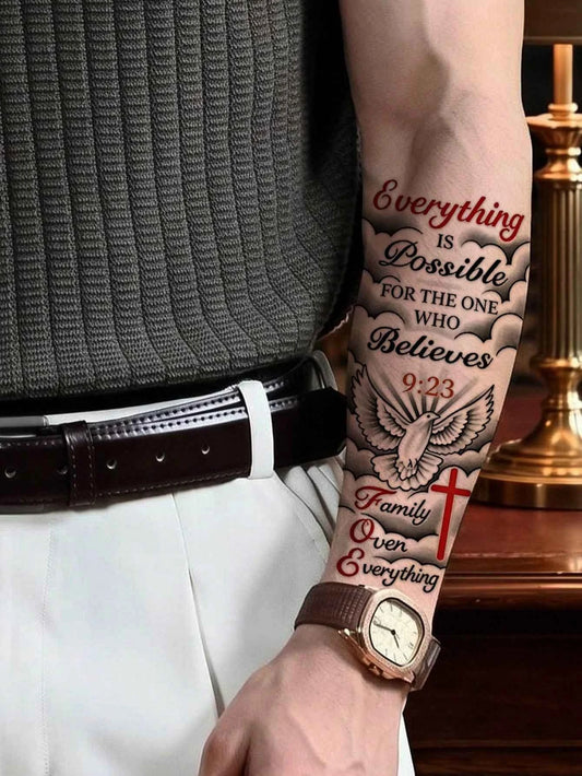 Peace Cross Quote Tattoo Set