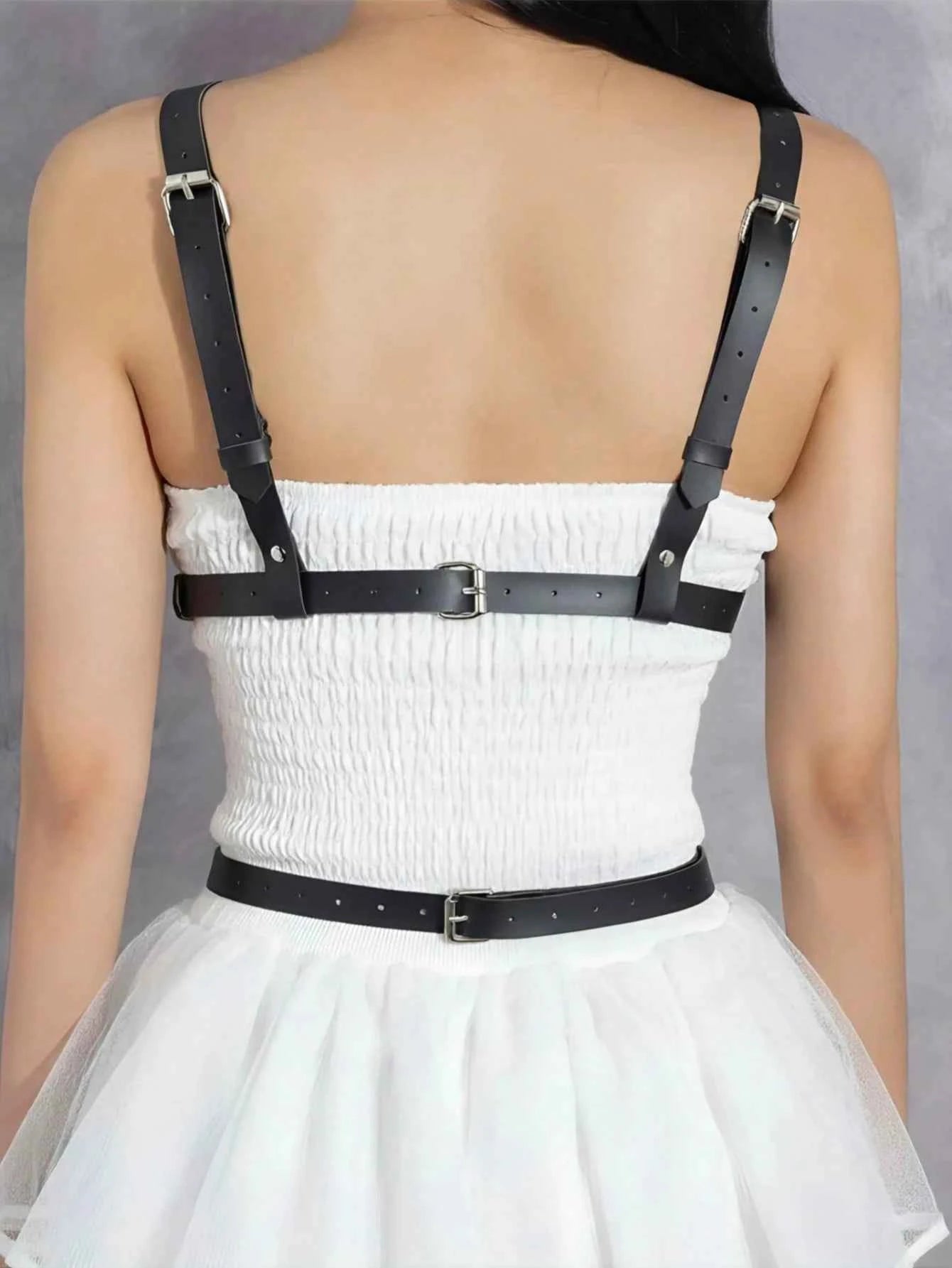 Plus Size Leather Harness Waist Belt Suspenders