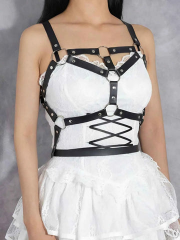 Plus Size Leather Harness Waist Belt Suspenders