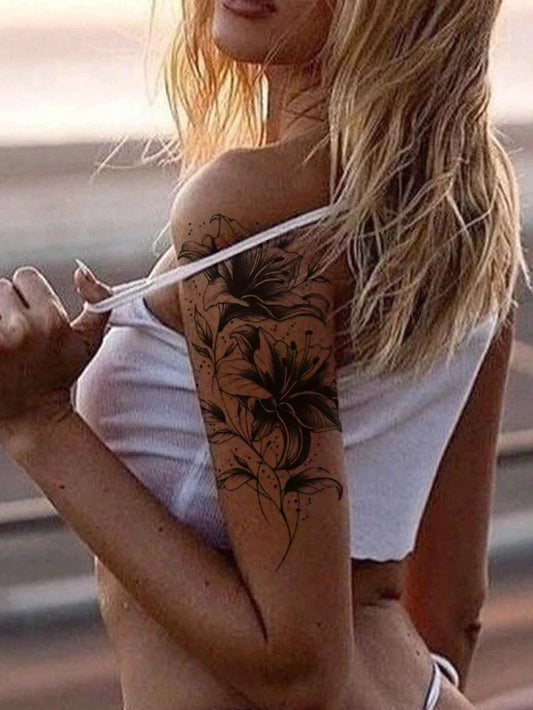 Sexy Floral Lily Tattoo Set
